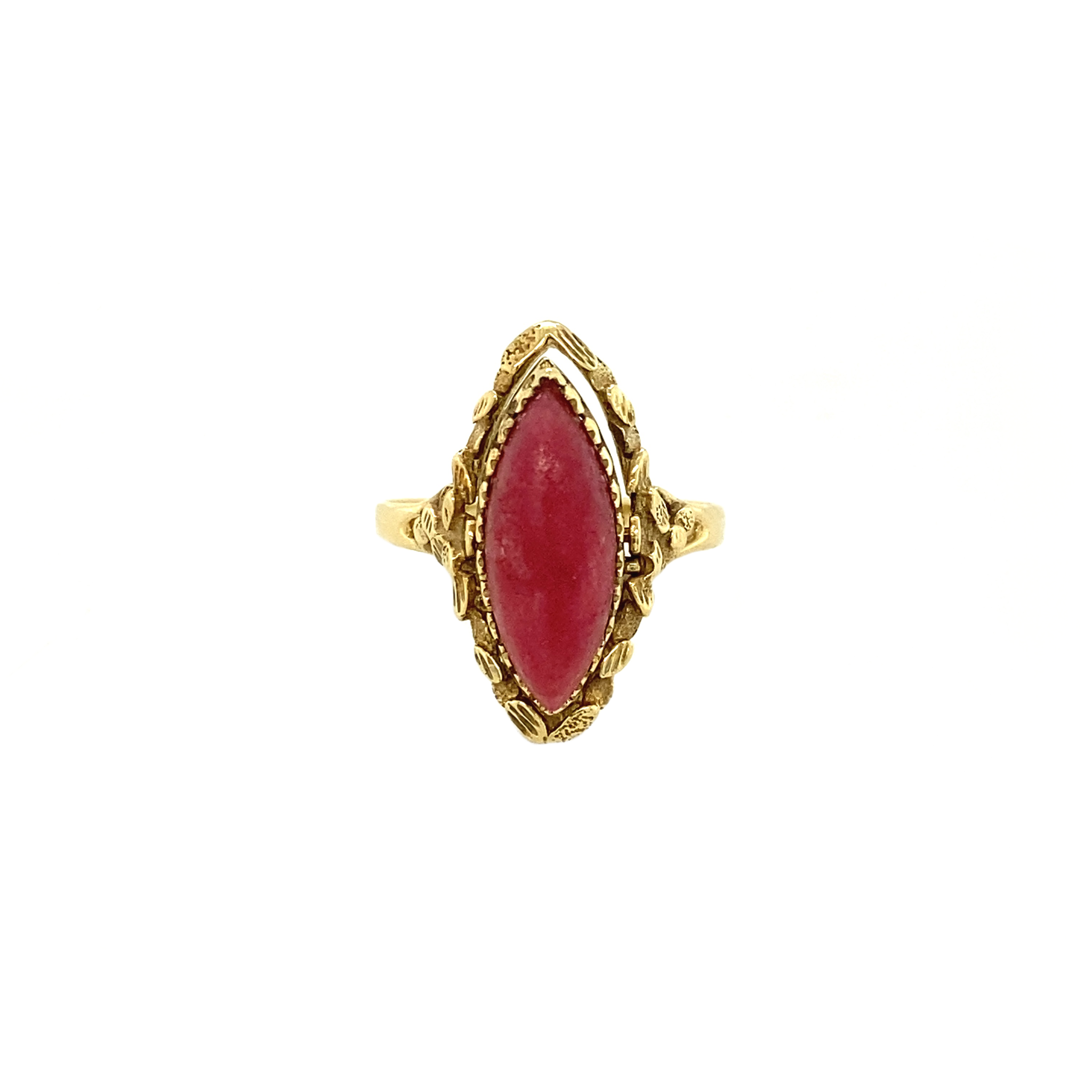 Vintage 14K Gold Spinner Ring with Pearls and Rhodochrosite